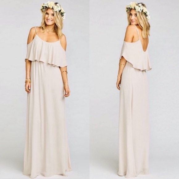 Show Me Your Mumu Beige Caitlin Ruffle Maxi Dress - Picture 1 of 7